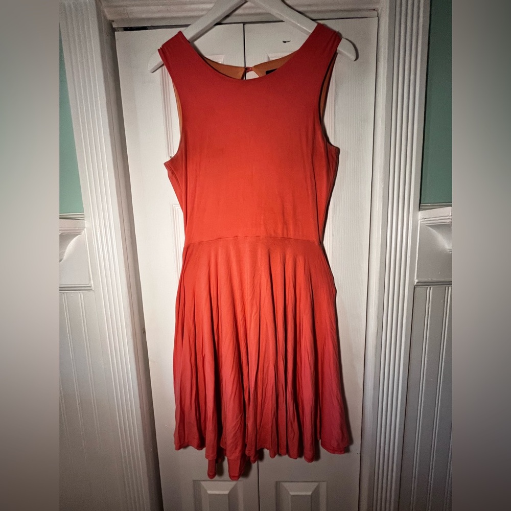 Coral pink skater style cotton dress